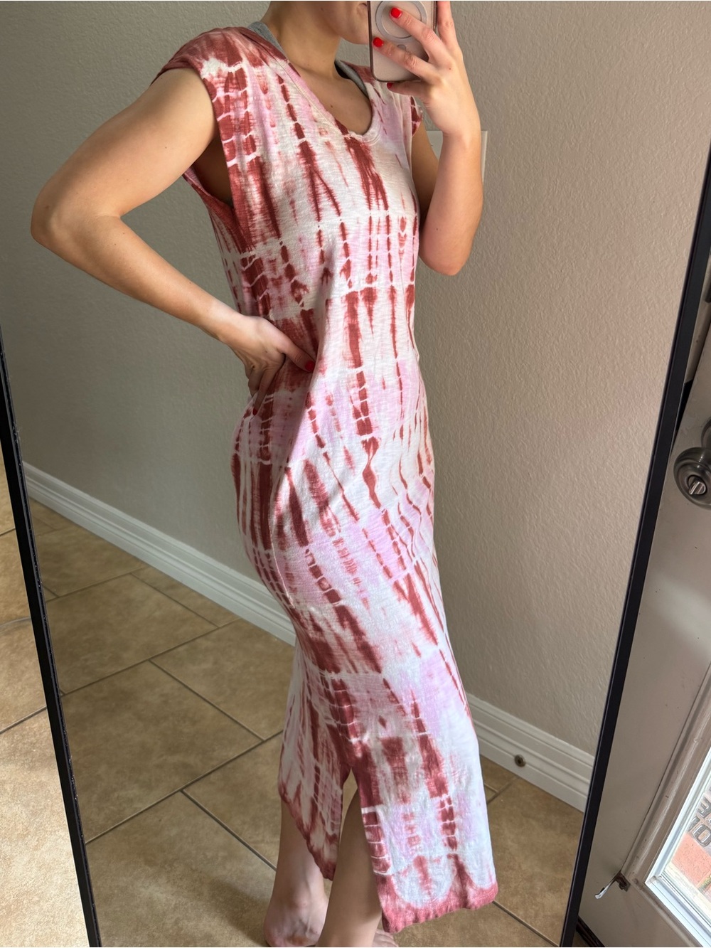 Universal Thread Pink and White Tie-Dye Maxi Dress
